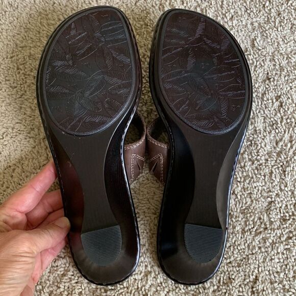 Trotters Women's 9.5 Brown Woven Slip on Slide Sandals Wedge Casual Leather‎ - Picture 7 of 10